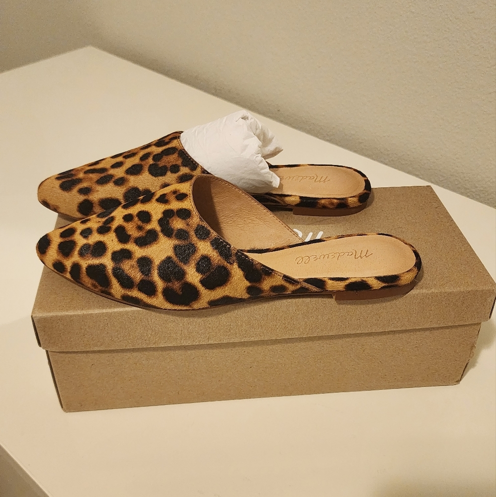 Madewell Flat Mules in Calf Hair Truffle Multi